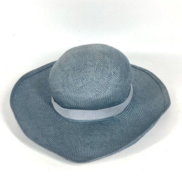 CHANEL Summer Hat Straw hat Straw Hat Bicolor hat straw blue/Black